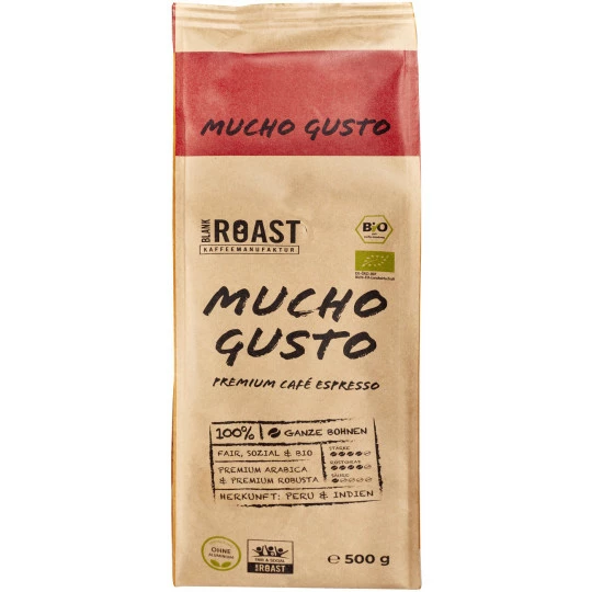 Bio Blank Roast Mucho Gusto Espresso Bohnen 500G 1 Bio Blank Roast Mucho Gusto Espresso Bohnen 500G