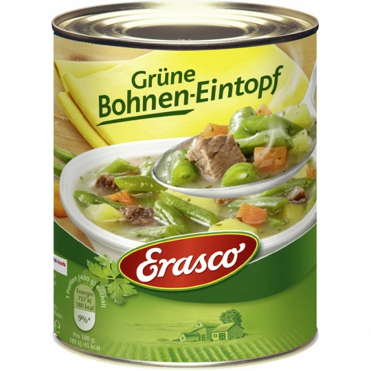 Erasco Grüne Bohnen-Eintopf 800G 1 Erasco Grüne Bohnen-Eintopf 800G