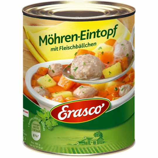 Erasco Möhren-Eintopf Mit Fleischbällchen 800G 1 Erasco Möhren-Eintopf Mit Fleischbällchen 800G