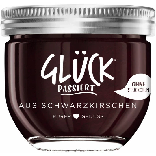 Glück Passiert Fruchtaufstrich Schwarzkirsche 230G 1 Glück Passiert Fruchtaufstrich Schwarzkirsche 230G