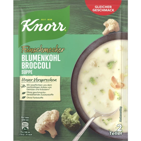 Knorr Feinschmecker Blumenkohl Broccoli Suppe 48G 1 Knorr Feinschmecker Blumenkohl Broccoli Suppe 48G