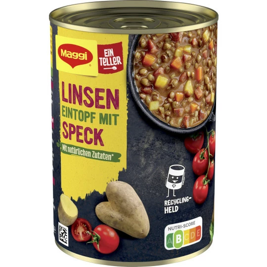 Maggi Ein Teller Linsen Eintopf Mit Speck 400G 1 Maggi Ein Teller Linsen Eintopf Mit Speck 400G