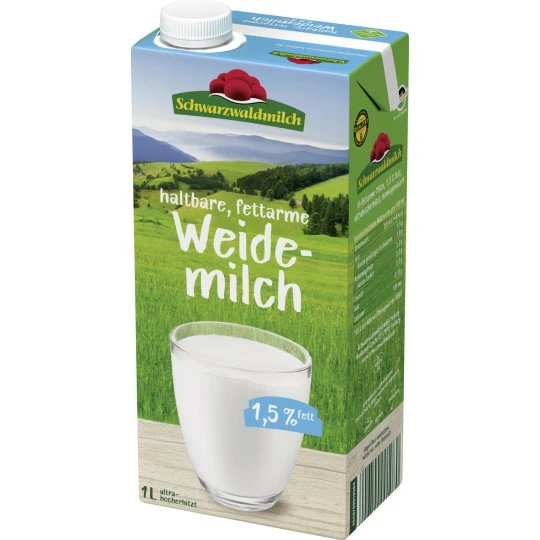 Schwarzwaldmilch Haltbare Fettarme Weidemilch 1,5% 1L 1 Schwarzwaldmilch Haltbare Fettarme Weidemilch 1,5% 1L